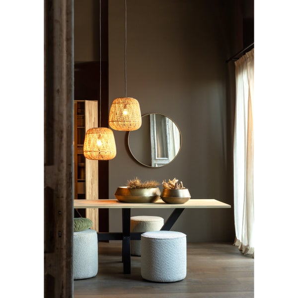 De Eekhoorn SARA POEF HOOG BOUCLÉ CRÈME 46xØ46