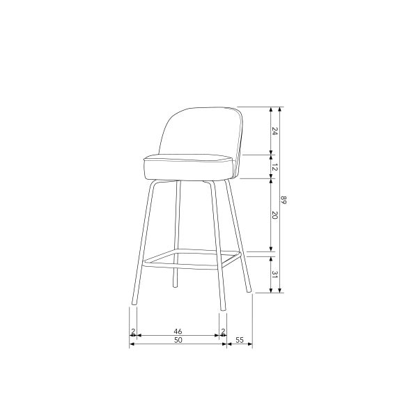 De Eekhoorn VOGUE BARSTOEL 65 CM LEER ZWART