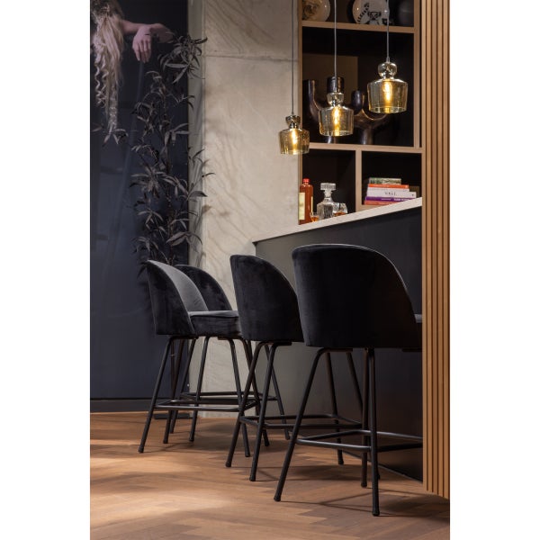 De Eekhoorn VOGUE BARSTOEL 65 CM VELVET ZWART