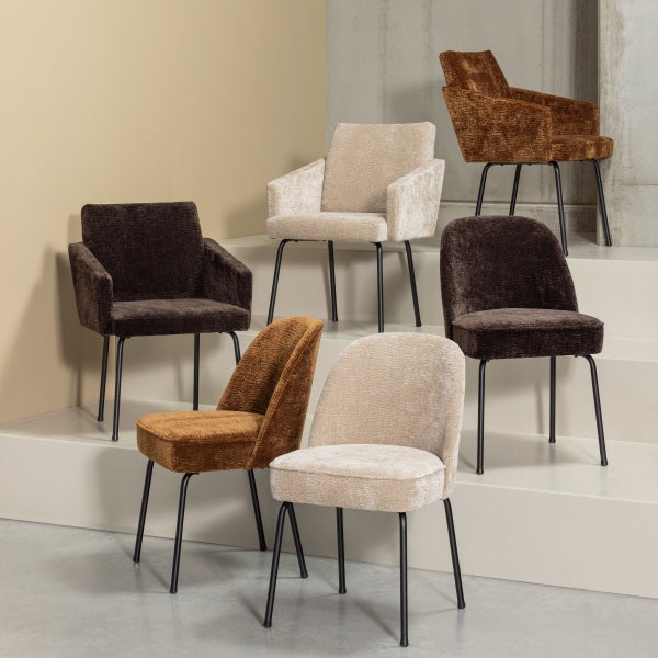 De Eekhoorn VOGUE EETKAMERSTOEL 3D CHENILLE ZAND