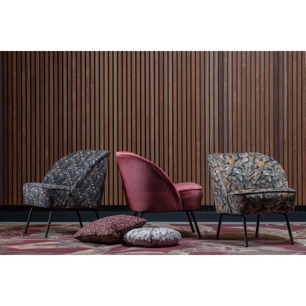 De Eekhoorn VOGUE FAUTEUIL VELVET BOUQUET ZWART