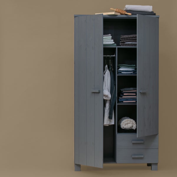 De Eekhoorn DENNIS KAST MET LADEN GRENEN STEEL GREY [fsc]