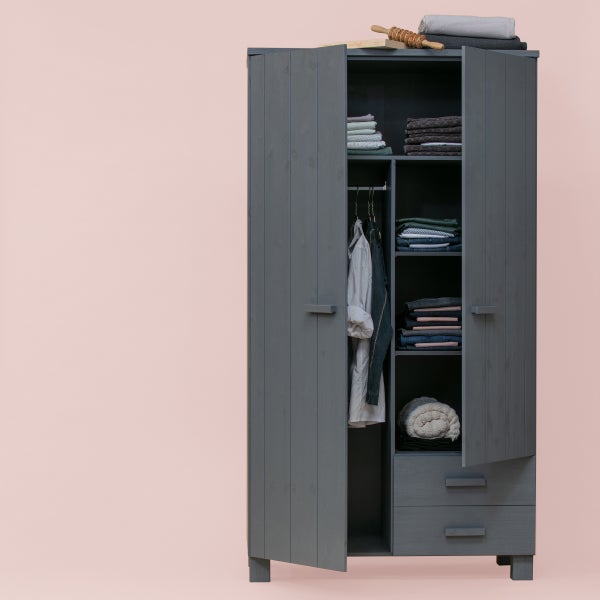 De Eekhoorn DENNIS KAST MET LADEN GRENEN STEEL GREY [fsc]