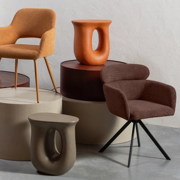 De Eekhoorn FENNE DRAAIBARE EETKAMERSTOEL GEWEVEN STOF KASTANJE