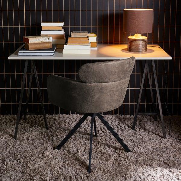 De Eekhoorn FENNE DRAAIBARE EETKAMERSTOEL LEERLOOK ZWART/GRIJS