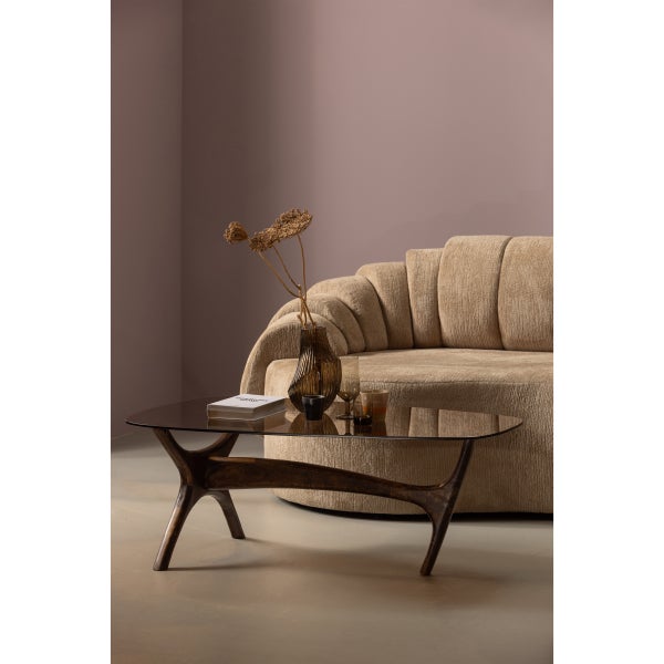 De Eekhoorn FLASH SALONTAFEL MANGO HOUT/GLAS WALNOOT