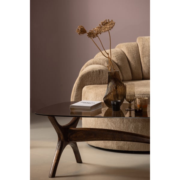 De Eekhoorn FLASH SALONTAFEL MANGO HOUT/GLAS WALNOOT