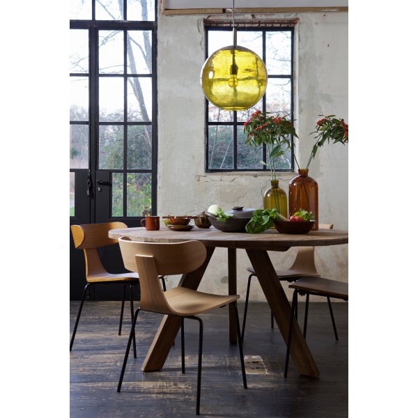 De Eekhoorn FORM HOUTEN STOEL MET METALEN POOT BRUIN