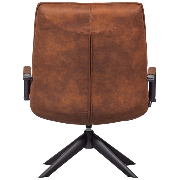De Eekhoorn JOUKE DRAAIFAUTEUIL MET ARMLEUNING LEERLOOK COGNAC
