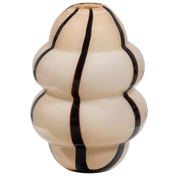 De Eekhoorn KENCY VAAS GLAS MET STREEP NATUREL/ZWART