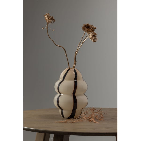 De Eekhoorn KENCY VAAS GLAS MET STREEP NATUREL/ZWART