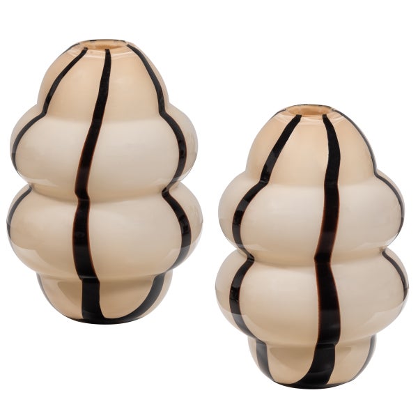 de eekhoorn KENCY VAAS GLAS MET STREEP NATUREL/ZWART