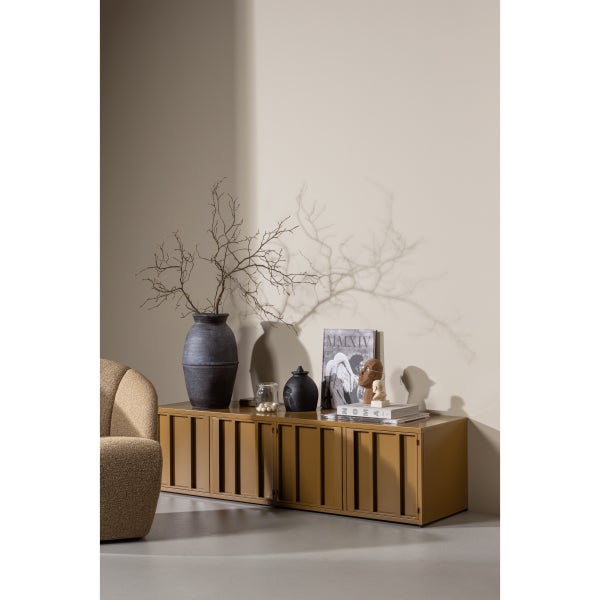 De Eekhoorn LEVEL TV MEUBEL METAAL HONINGGEEL 44X160 CM