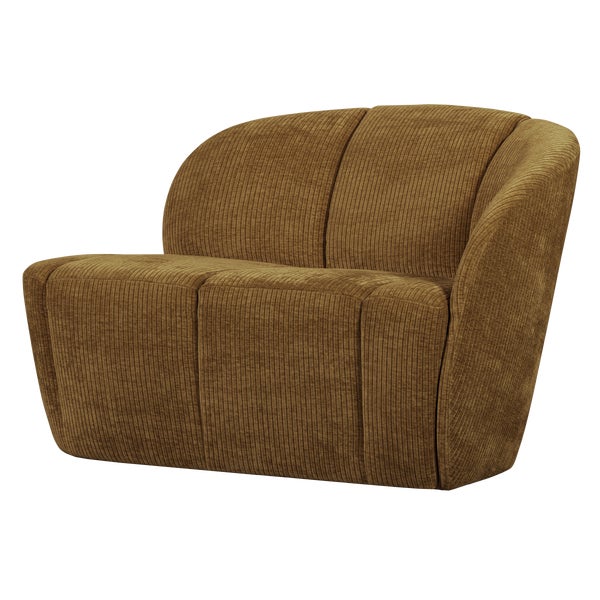 De Eekhoorn MOJO 2-ZITS BANKJE RECHTS RIBSTOF HONINGGEEL