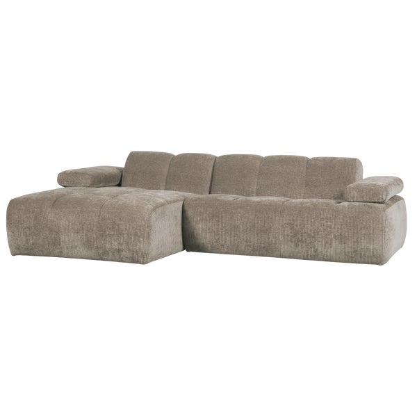 De Eekhoorn MOJO CHAISE LONGUE BANK LINKS RIBSTOF DONKERZAND