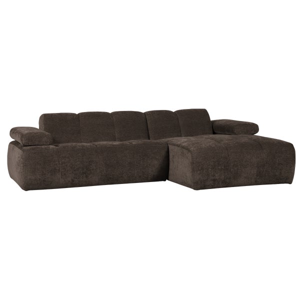 De Eekhoorn MOJO CHAISE LONGUE BANK RECHTS RIBSTOF BRUIN