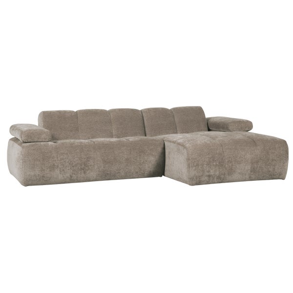 De Eekhoorn MOJO CHAISE LONGUE BANK RECHTS RIBSTOF DONKERZAND