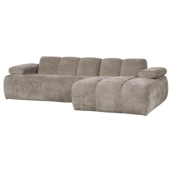 de eekhoorn MOJO CHAISE LONGUE BANK RECHTS RIBSTOF DONKERZAND