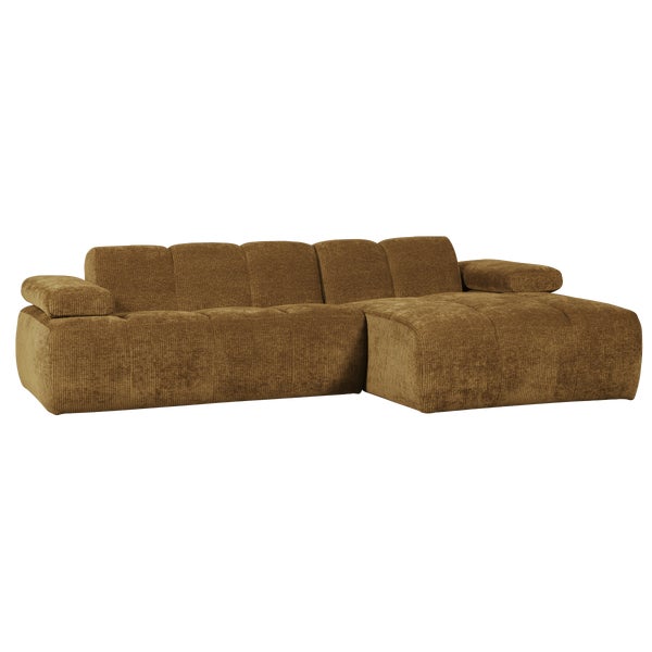 De Eekhoorn MOJO CHAISE LONGUE BANK RECHTS RIBSTOF HONINGGEEL