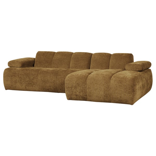de eekhoorn MOJO CHAISE LONGUE BANK RECHTS RIBSTOF HONINGGEEL