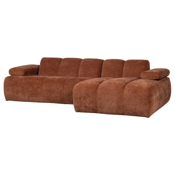 de eekhoorn MOJO CHAISE LONGUE BANK RECHTS RIBSTOF ROESTBRUIN