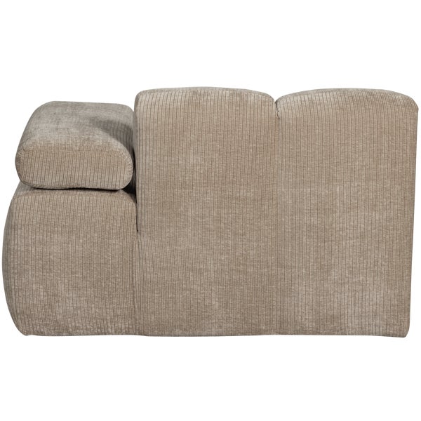 De Eekhoorn MOJO CHAISE LONGUE ELEMENT RECHTS RIBSTOF DONKERZAND