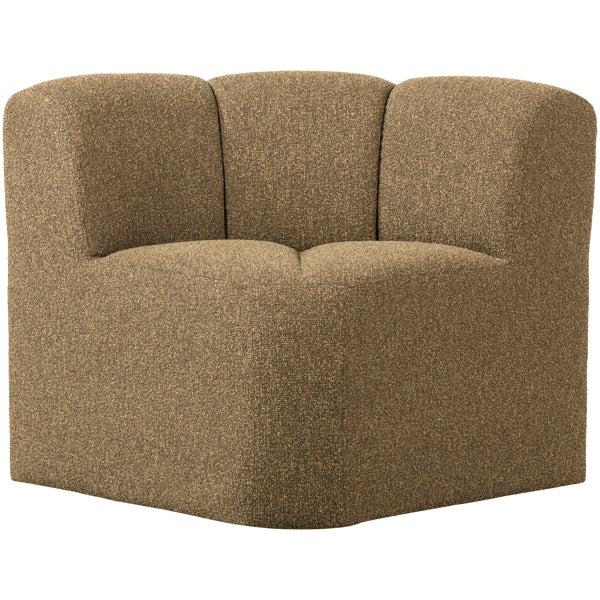 De Eekhoorn MOJO EETBANKJE HOEK MET RUGLEUNING BOUCLÉ GEEL/BRUIN MELANGE