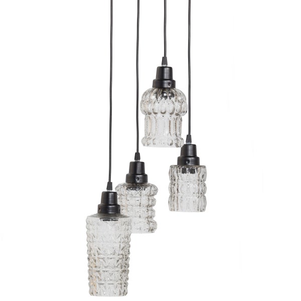 De Eekhoorn MULTIPLE HANGLAMP MET 4 GLAZEN ZWART/GLAS