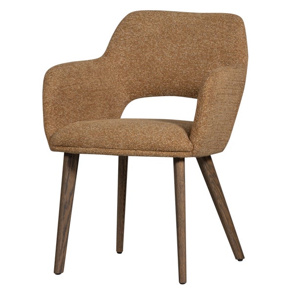 De Eekhoorn MURAT EETKAMERSTOEL GEEL MET HOUTEN POOT DONKERBRUIN