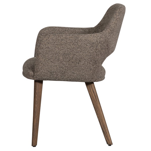 de eekhoorn MURAT EETKAMERSTOEL TAUPE MET HOUTEN POOT DONKERBRUIN