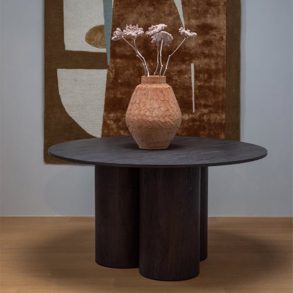 De Eekhoorn OONA EETTAFEL ROND MET 3-POOT MDF DONKERBRUIN Ø140 CM