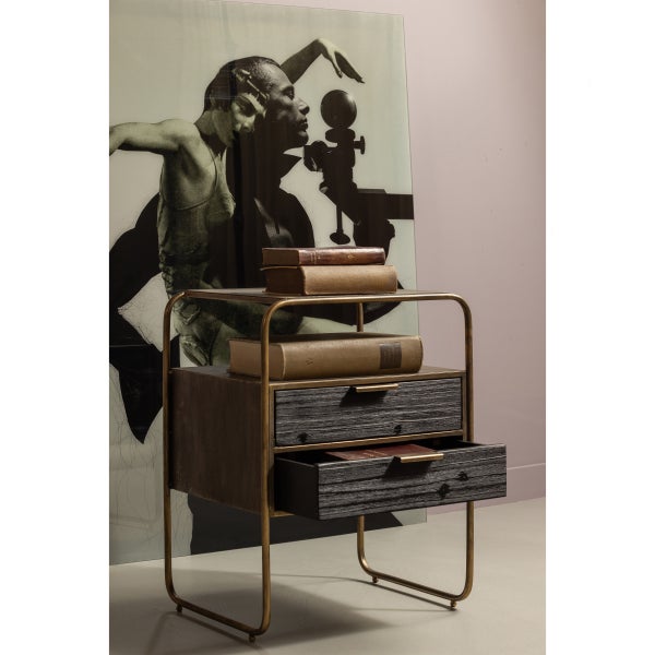 De Eekhoorn POLITE NACHTKASTJE METAAL/HOUT ANTIQUE BRASS