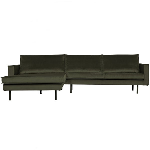 De Eekhoorn RODEO CHAISE LONGUE LINKS VELVET DONKERGROEN