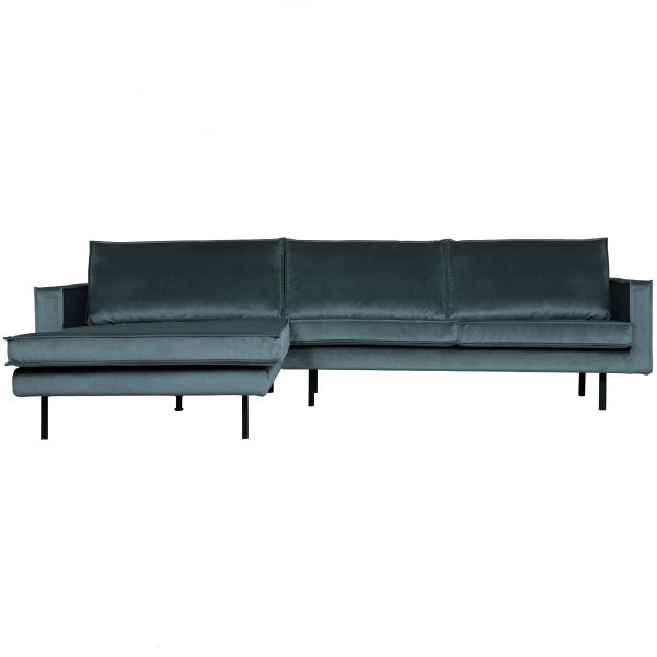 De Eekhoorn RODEO CHAISE LONGUE LINKS VELVET GROENBLAUW
