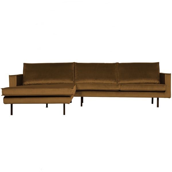 De Eekhoorn RODEO CHAISE LONGUE LINKS VELVET HONINGGEEL