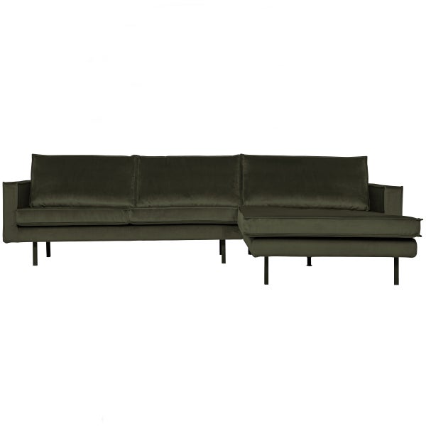 De Eekhoorn RODEO CHAISE LONGUE RECHTS VELVET DONKERGROEN