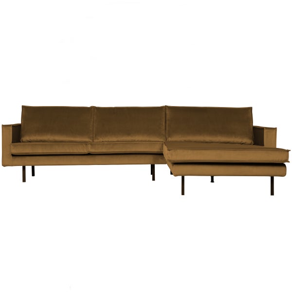 De Eekhoorn RODEO CHAISE LONGUE RECHTS VELVET HONINGGEEL