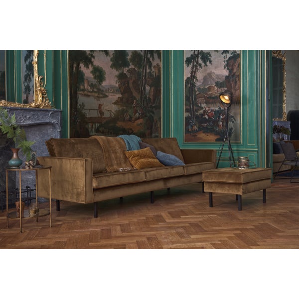 De Eekhoorn RODEO HOCKER OP POTEN VELVET HONINGGEEL