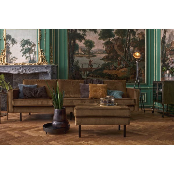 De Eekhoorn RODEO HOCKER OP POTEN VELVET HONINGGEEL