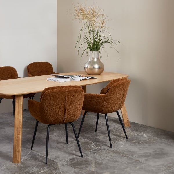 De Eekhoorn RUNA EETKAMERSTOEL CHENILLE KARAMEL BRUIN/GEEL