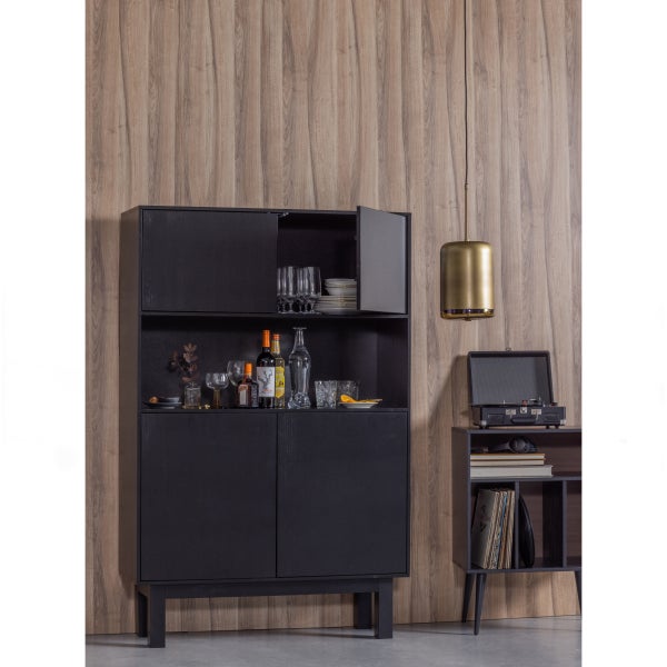 De Eekhoorn SAFA HANGLAMP VERTICAAL METAAL GLAS ZWART/MESSING