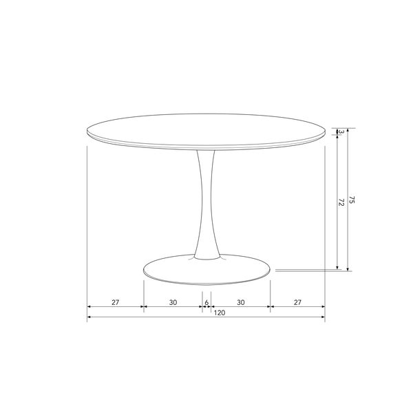 de eekhoorn SAMMY EETTAFEL TROMPETVOET ROND MDF ZWART Ø120 CM