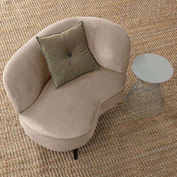 De Eekhoorn SARA LOUNGE FAUTEUIL RECHTS VELVET KHAKI