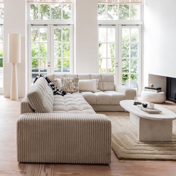 De Eekhoorn SECOND DATE HOEKBANK RECHTS RIBSTOF NATUREL