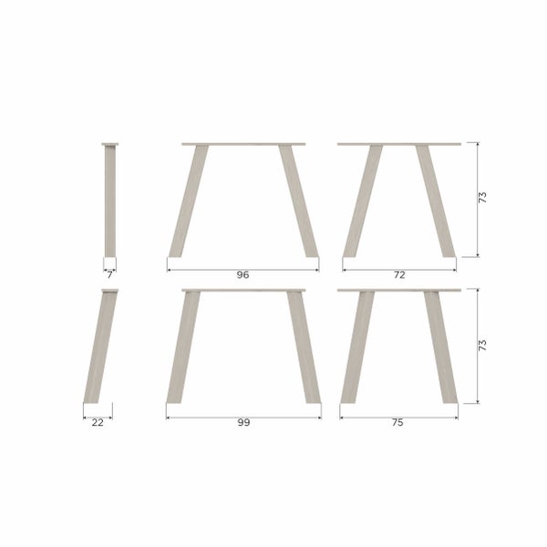 De Eekhoorn SET V 2 - HAARLEM 4-STANDEN POOT EIKEN DAKARGRAU [fsc]