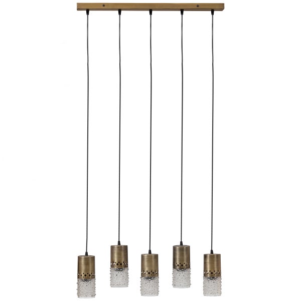 De Eekhoorn SPRINKLE HANGLAMP 5 LAMPEN GLAS ANTIQUE BRASS