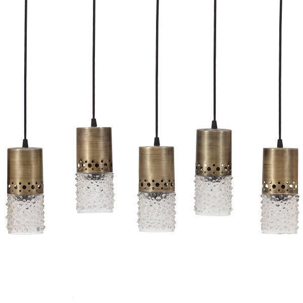 de eekhoorn SPRINKLE HANGLAMP 5 LAMPEN GLAS ANTIQUE BRASS