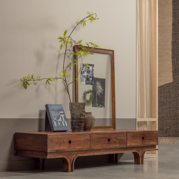 De Eekhoorn STAES TV MEUBEL 3 LADES MANGO HOUT WALNOOT