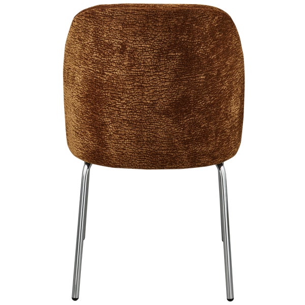 De Eekhoorn VOGUE EETKAMERSTOEL 3D CHENILLE MIDDENBRUIN CHROME POOT