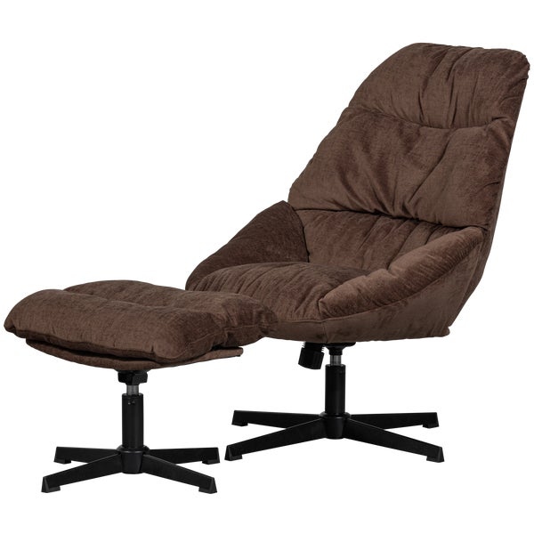 De Eekhoorn YARO DRAAIBARE FAUTEUIL MET HOCKER ESPRESSO